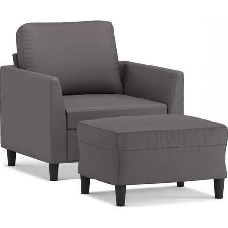 Maison Exclusive - Sessel mit Hocker Grau 60 cm Kunstleder