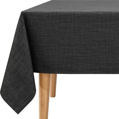 Nappe Rectangulaire 140x100 cm Gris Foncé Aspect Lin Imperméable