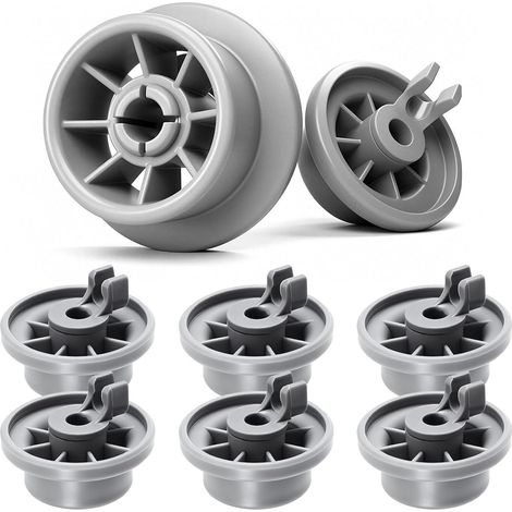 Lot de 8 Roulettes pour Panier Inférieur de Lave-Vaisselle, Compatible avec la plupart des marques standards, Gris, Pièce de Rechange Universelle (1/5)