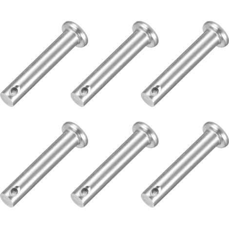 6pcs M6x30mm Goupilles à Trou Unique, Goupille de Verrouillage Acier Inoxydable 304, Goupilles à Tête Plate de Chape pour Verrou Remorque Réparation Fixation Mécanique Équipement (1/5)