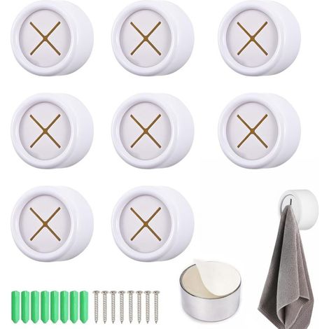 Set di 8 ganci adesivi per strofinacci da cucina, portasciugamani da bagno, pratici ganci bianchi