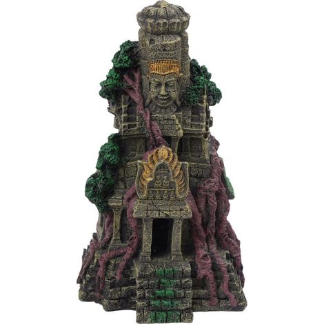Décoration d'aquarium, temple, polyrésine, H x L x P : 26 x 15,5 x 13 cm, pour eau douce & salée, gris (1/5)