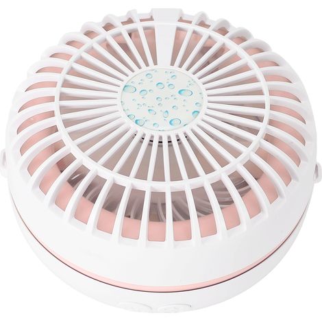 Mini ventilateur pliable à miroir rechargeable USB rose, portable et créatif, idéal pour les petites créations de bureau. (1/5)