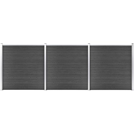 INLIFE Ensemble de panneau de clôture WPC 526x186 cm Noir (1/5)