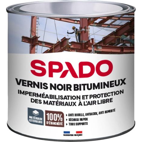 Vernis Bitumineux Noir - Protection des Surfaces Extérieures - Imperméabilisant - Formule Anti-Rouille, Anti-Acide, Anti-Humidité - 1 Litre (1/5)