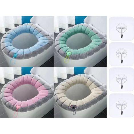 Housse de Siège de Toilette - Universel - Flanelle - Lavable - 4 Couleurs - 4pcs (1/4)
