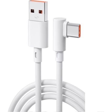 Câble de charge ultra-rapide 240 W compatible avec les téléphones portables à interface USB-C, avec connecteur coudé 6 A.