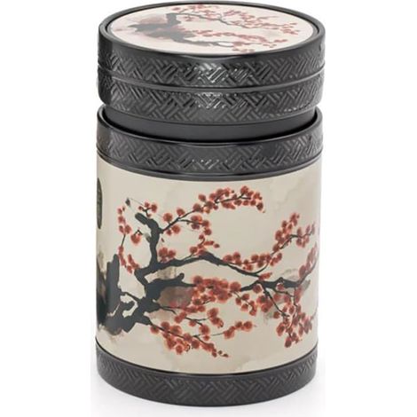 Boîte à thé fleurs de cerisier 150 g finition rouge (1/4)