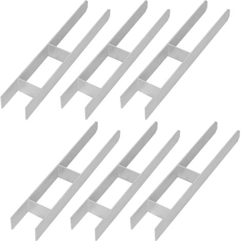 KOTARBAU® Kotarbau® Support de Poteau À Sceller - Support Poteau Bois en H 100x600 mm Lot de 6 - Pied de Poteau - Ancre Poteau Bois - Ancrage Poteau - Platine Poteau Bois - Acier Galvanisé - Argent (1/5)