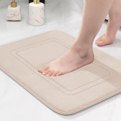 Tapis Salle de Bain 43x61 cm Beige, Tapis de Bain antidérapant (1/5)