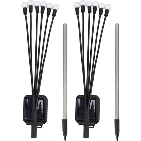 Lot 2 lampes solaires jardin 6LED IP65 étanches, décoratives extérieur, éclairage paysager solaire (1/5)