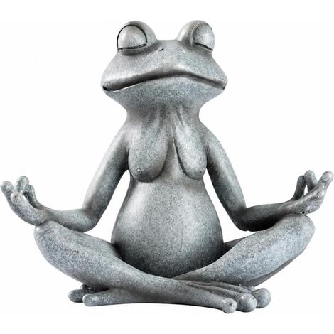 Textured Gray Meditation Frog Figurine, Seated Meditative Frog, Decorative Sculpture for Desk, Shelf, etc. (1/5)