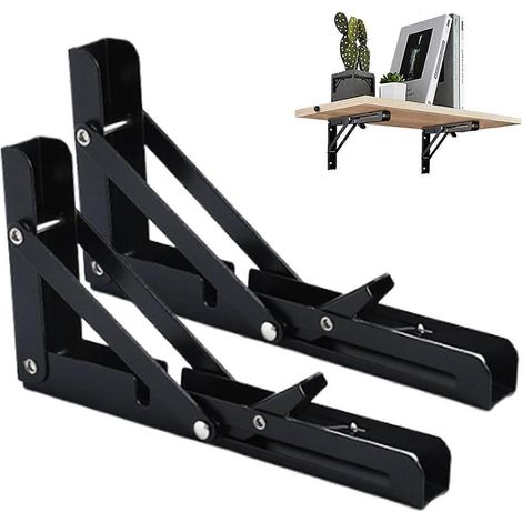 Support d'étagère pliable pour camping-car, supports d'étagère robustes - Support de support pliable robuste pour camping-car, outil de support en métal pour remorque, balcon. 2 pièces (1/5)