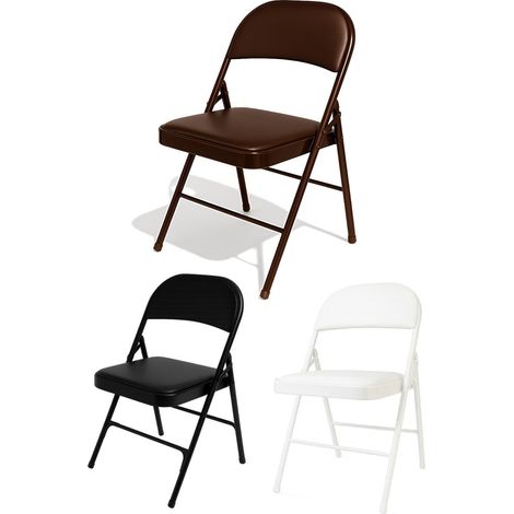 JARDIN202 - Silla Metálica Acolchada Plegable 80x46x46 cm  Ideal para Hogar y Eventos  Unidad (Marrón)