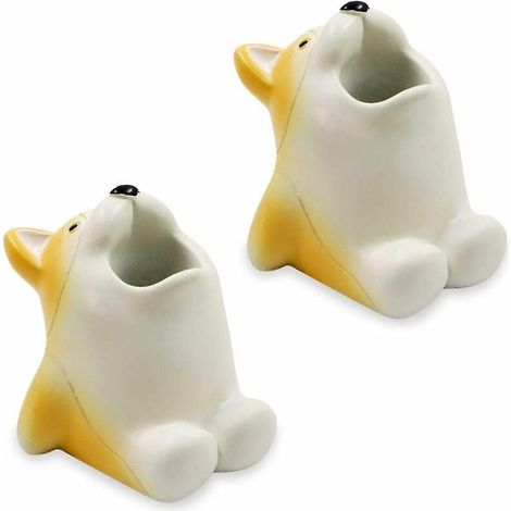 Lot de 2 porte-brosses à dents en forme d'animaux mignons, porte-brosses à dents original, porte-crayons en résine, organisateur créatif pour salle de bain (chien) 5 x 5,5 cm (1/5)