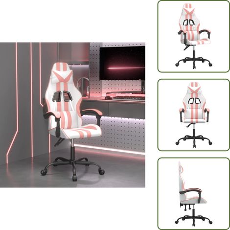 Gamingstuhl mit Liegefunktion - vidaXL Gaming-Stuhl Weiß und Rosa Kunstleder - Gamingstuhl mit Drehfunktion