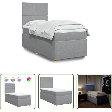 Matratze -  Boxspringbett mit Matratze Hellgrau 100x200 cm Stoff (1/5)