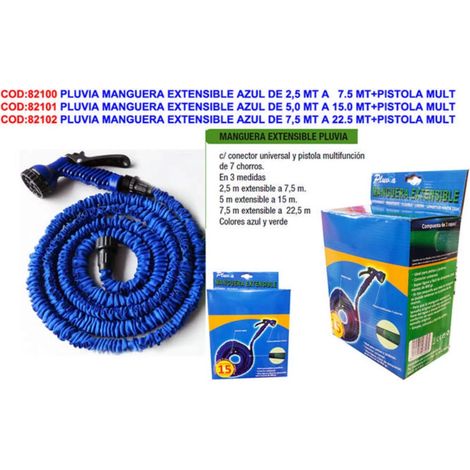 Kit tubo flessibile espandibile blu da 2,5 a 7,5 m con pistola multifunzione