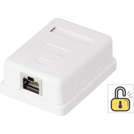 Prise réseau apparente CAT 6 monoposte KSV-ND10, blanc, fixation saillie – compatible RJ45 (1/4)