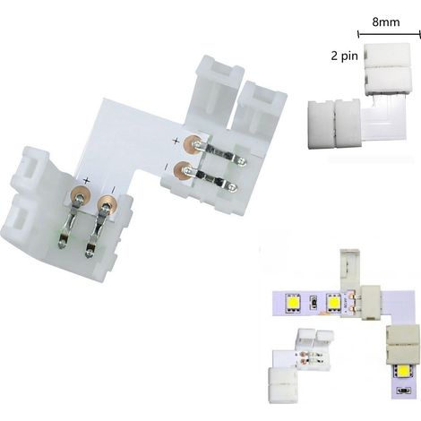 Clip 8mm 2pin angolare connettore per striscia led strip monocolore accessori (1/2)