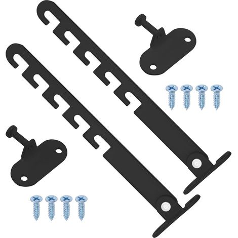 Lot de 2 butées de fenêtre réglables avec matériel de montage pour limiter l'ouverture et renforcer la sécurité des fenêtres avec protection enfant et fonction anti vent couleur noire (1/4)
