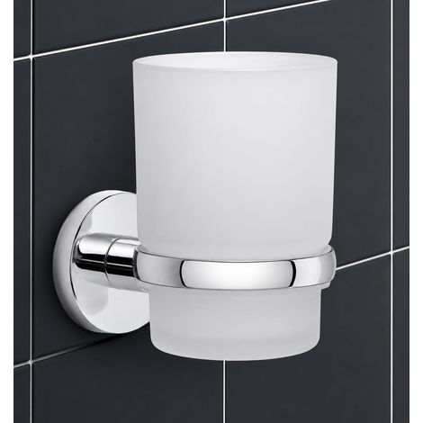Porte Brosse à Dents Mural Auto-Adhésif Mural avec Gobelet – Pas Besoin de Perçage – Design Moderne – Élégant Porte-brosses à Dents et Dentifrice à Coller dans la Salle de Bain, Douche, Maison (1/5)