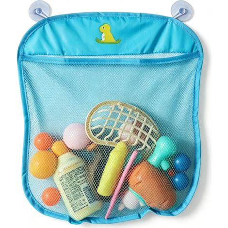 Filet Rangement Jouets Bain - Polyester Résistant Avec Drainage Rapide - Pour Salle De Bain Bébé - 1 Sac Avec 2 Crochets (1/5)