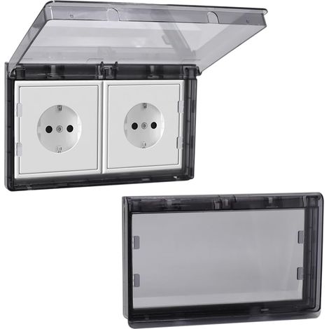 JSSEVN 3-teiliges Set wasserdichter Steckdosenabdeckungen Typ 86 für Badezimmer, Haushalt und Außenbereich, Schwarz (1/5)
