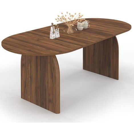 Tavolo da pranzo ovale japandi allungabile EDITH 6-10 persone noce 160 - 200 cm