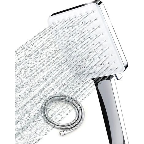 Pommeau de douche avec tuyau, pommeau de douche avec tuyau 1,5 m, tuyau de douche avec pommeau de douche grand pommeau de douche, pommeau de douche à main pommeau de douche pluie avec 6 typ (1/2)