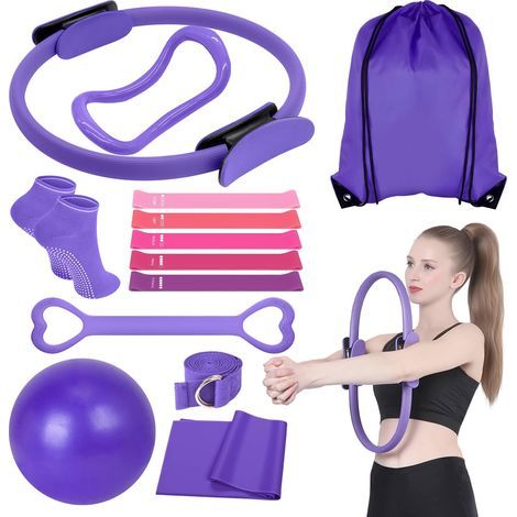 13pcs Kit Pilates Maison pour Femmes: Kit Yoga Sculptez Vos Cuisses Bras et Abdos à la Maison - Set Yoga Fitness Complet et Portable (1/5)
