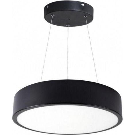 Kit Plafonnier LED Noir 18W 25cm avec Kit de Suspension - Blanc