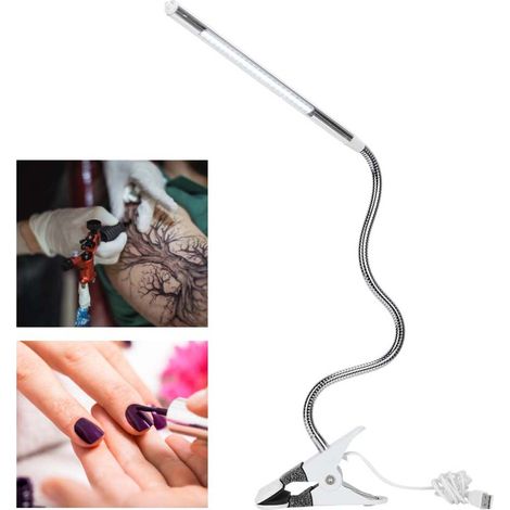 Lampe de bureau LED portable clip réglable pour tatouage, manucure, maquillage, lumière blanche perle (1/5)