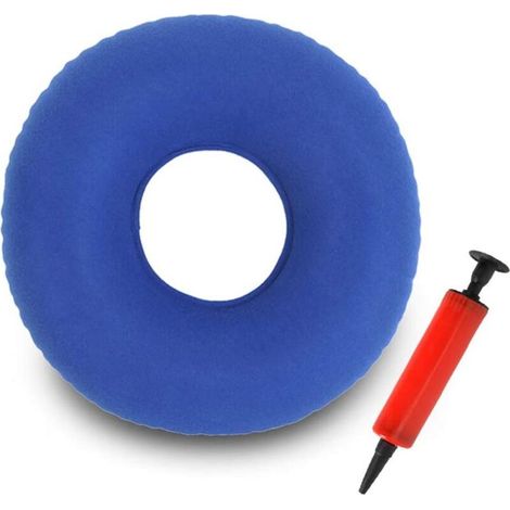 Coussin gonflable en forme d'anneau - 1 pièce - Matériau PVC souple - Soulage les douleurs du coccyx - Convient pour le bureau, la voiture et la grossesse - Bleu (bleu foncé pour le coussin rond)