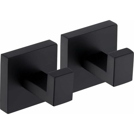 Wall Hook Towel Holder Bathroom Hooks SUS304 Stainless Steel Towel Rack Wall Hooks Tea Towel Hanger Holder 2 Pieces Matte Black, A22560P2