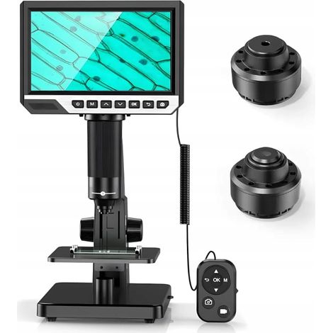 MICROSCOPIO DIGITAL PROFESIONAL 2000x 12MP PANTALLA HD 11LED 7"" 32GB MicroSD (1/5)