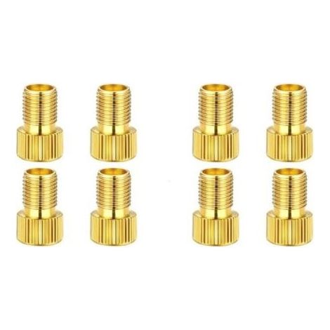 Lot de 8 Embout Pompe Velo, Embout de Gonflage, Adaptateurs pour Valve de Vélo Presta vers Schrader, en Laiton (1/5)