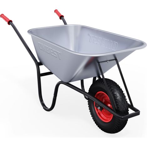 Brouette en acier galvanisé charge 250kg avec roues pneumatiques inclus sac pour déchets