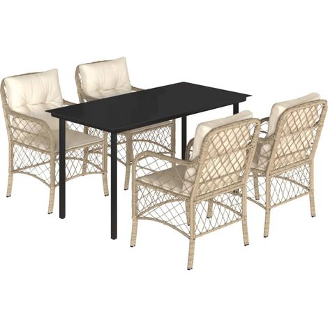 Maison Exclusive - Set comedor de jardín 5 pzas con cojines ratán (1/5)