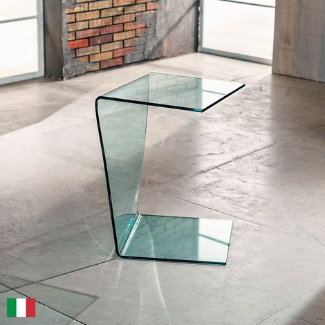 Tavolino in Vetro Curvato Trasparente L 40 Made in Italy - Twist Transparent (1/2)