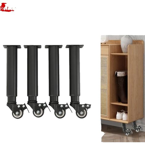 Patas para muebles con ruedas, soporta 150 kg, altura regulable, ruedas giratorias universales, rotación de 360°, materiales duraderos. (1/5)