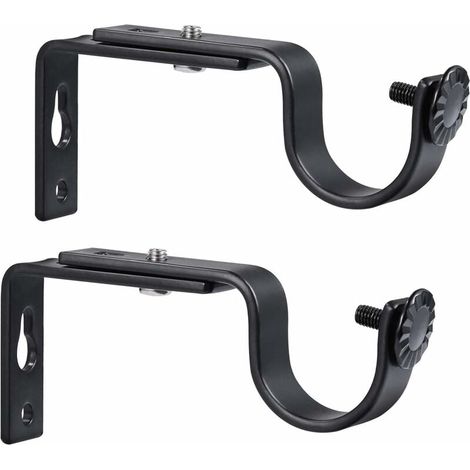 Supports de Tringle à Rideau Réglable Support de Barre de Rideau 20-28mm (Noir) 2pcs, (1/5)