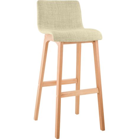 Taburete de bar Hover de tela con base de cuatro patas en color Natura Crema