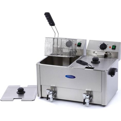 Friteuse - 2 x 8L - 2 paniers - avec robinet de vidange - Maxima (1/5)
