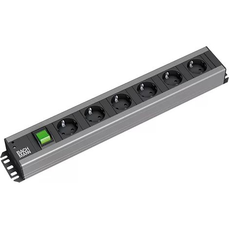 Bachmann 300.003 Steckdosenleiste mit Schalter 6fach Edelstahl-Optik Schutzkontakt 1 St. (1/2)