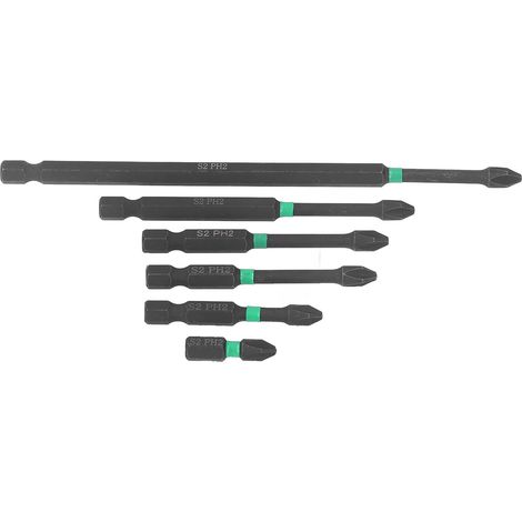 6-teiliges Set PH2-Kreuzschlitzbits aus S2-Legierungsstahl, magnetischer Sechskantschaft, Handschraubendreher für Heimwerker- und Wartungsarbeiten (1/5)