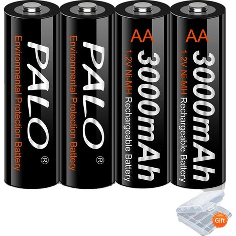 Batería recargable AA, capacidad de 3000 mAh, baja autodescarga, 4 unidades. (1/2)