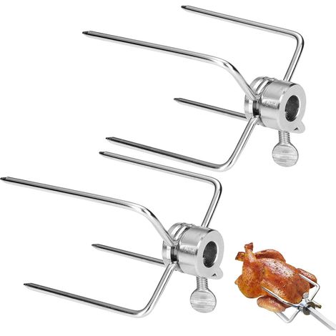 Pince à Viande, épingles à Viande en Acier Inoxydable, Fourchette à Griller pour Poulet avec vis de Verrouillage, 2 Pièces, Argent (1/5)