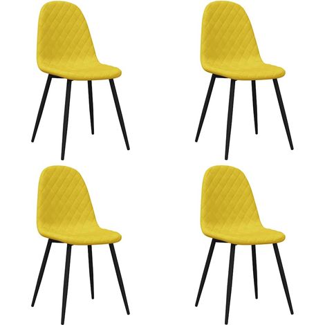 Sedie da Pranzo 4 pz Giallo Senape in Velluto vidaXL (1/5)