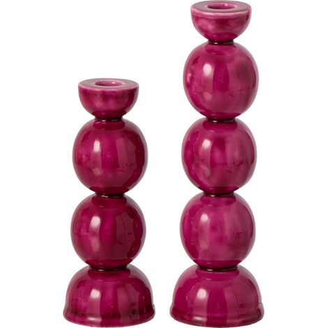 Lot de 2 Chandeliers en Métal "Yara" 20cm Fuchsia (1/2)